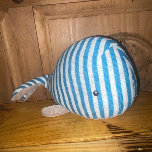 Just Born Sparkle Knit Plush Toy Whale Striped Blue Fish stuffed animal fish sea - Picture 2 of 7